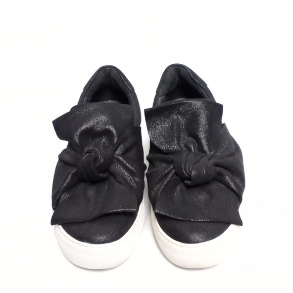 J SLIDES Black Suede w/Bow on Top Sneakers - Picture 2 of 8